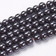 Non-Magnetic Synthetic Hematite Beads Strands, Round, Black, 6mm, Hole: 1mm, about 65pcs/strand, 15.5 inch(X-G-H1624-6mm-2)