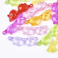 Transparent Acrylic Big Pendants, Glasses/Spectacles, Mixed Color, 64x20x8mm, Hole: 3.5mm, about 112pcs/500g(TACR-S133-061)