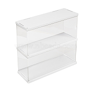 2-Tier Rectangle Transparent Acrylic Minifigures Display Case, for Models, Building Blocks, Doll Display Holder, White, 30x9.8x25.6cm(ODIS-WH0099-08B)