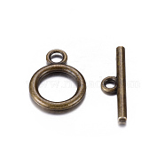 Tibetan Style Alloy Toggle Clasps, Antique Bronze Color, Lead Free & Nickel Free & Cadmium Free, Antique Bronze Color, Ring: 19x14mm, Bar: 2x22mm, Hole: 2.5mm(MLF0273Y-NF)