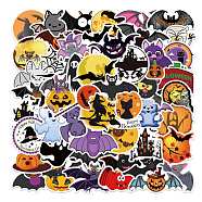 Halloween Waterproof PVC Plastic Sticker Labels, Self-adhesion, for Suitcase, Skateboard, Refrigerator, Helmet, Mobile Phone Shell, Halloween Themed Pattern, Mixed Color, 30~60mm, 50pcs/set(STIC-PW0003-09F)