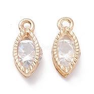 Alloy Clear Cubic Zirconia Charms, Long-Lasting Plated, Eye, Golden, 14x7x5mm, Hole: 1.4mm(ZIRC-A022-02G)