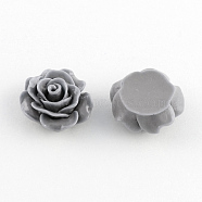 Flat Back Hair & Costume Accessories Ornaments Scrapbook Embellishments Resin Flower Rose Cabochons, Gray, 19x8mm(CRES-Q105-12)