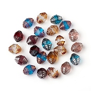 Retro Czech Glass Beads, Antique Bronze & Antique Silver Plated, Faceted, Oval, Mixed Color, 10x8mm, Hole: 1mm(X-GLAA-G077-13)