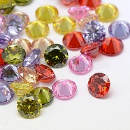 Cubic Zirconia Cabochons, Grade A, Faceted, Diamond, Mixed Color, 4x2.5mm(ZIRC-M002-4mm)