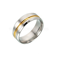 316L Surgical Stainless Steel Wide Band Finger Rings, Size 9, Golden & Stainless Steel Color, 19mm(RJEW-T005-9-27A)