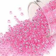 TOHO Round Seed Beads, Japanese Seed Beads, (38) Silver Lined Pink, 11/0, 2.2mm, Hole: 0.8mm, about 1110pcs/10g(X-SEED-TR11-0038)