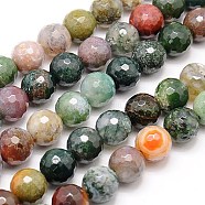 Natural Indian Agate Beads Strands, Faceted, Round, Mixed Color, 8mm, Hole: 1mm, about 46pcs/strand, 15 inch(G-G542-8mm-19)