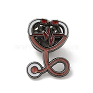 Medical Theme Enamel Pins, Gunmetal Alloy Badge for Women, Stethoscope, 20.5x15x1.3mm(JEWB-K018-01C-B)