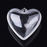 Openable Transparent Plastic Pendants, Fillable Plastic Bauble Christmas Ornament, Heart, Clear, 29x30x18mm, Hole: 1.8mm, Inner Diameter: 21x26mm(KY-T004-01)