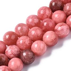 Natural Chalcedony Beads Strands, Imitation Rhodochrosite, Dyed & Heated, Round, 10mm, Hole: 1mm, about 37~38pcs/strand, 14.96~15.35 inch(38~39cm)(G-S333-10mm-007)