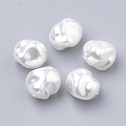 Eco-Friendly Plastic Imitation Pearl Beads, High Luster, Grade A, White, 10x10x8.5mm, Hole: 1.4mm(X-MACR-T013-03)