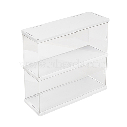 2-Tier Rectangle Transparent Acrylic Minifigures Display Case, for Models, Building Blocks, Doll Display Holder, White, 30x9.8x25.6cm(ODIS-WH0099-08B)