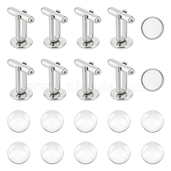 Blank Dome Cufflinks Making Kit, Including 304 Stainless Steel Cuff Button, Glass Cabochons, Stainless Steel Color, 20Pcs/box(DIY-UN0005-25)