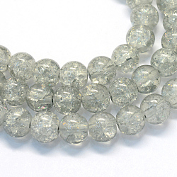 Baking Painted Transparent Crackle Glass Round Bead Strands, Light Grey, 8.5~9mm, Hole: 1.5mm, about 105pcs/strand, 31.8 inch(X-DGLA-Q018-8mm-41)