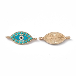 Alloy Connector Charms, with Turquoise Color Enamel and Synthetic Turquoise, Horse Eye Links, Golden, 24x10x2.2mm, Hole: 1.6mm(FIND-A024-57G)