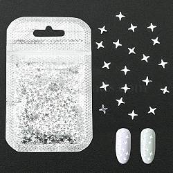 Shining Nail Art Glitter, Manicure Sequins, DIY Sparkly Paillette Tips Nail, Star, Silver, 4x4x0.2mm, about 2g/bag.(MRMJ-Q072-53H)