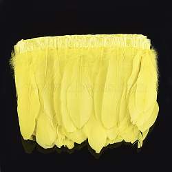 Goose Feather Fringe Trimming, Costume Accessories, Dyed, Yellow, 145~195mm, about 2m/bag(FIND-T037-05J)