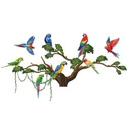 Translucent PVC Self Adhesive Wall Stickers, Waterproof Building Decals for Home Living Room Bedroom Wall Decoration, Parrot, 600x300+950x300mm, 2 sheet/set(STIC-WH0015-013)