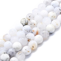 Natural White African Opal Beads Strands, Round, 8mm, Hole: 1.2mm, about 51pcs/strand, 15.75''(40cm)(G-P457-C03-03)