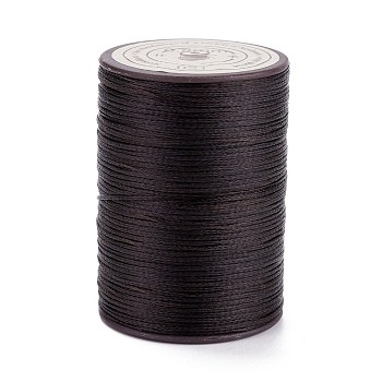 Flat Waxed Polyester Thread String, Micro Macrame Cord, for Leather Sewing Stitching, Dark Coffee, 0.8~0.9x0.3mm, about 109.36 Yards(100m)/Roll