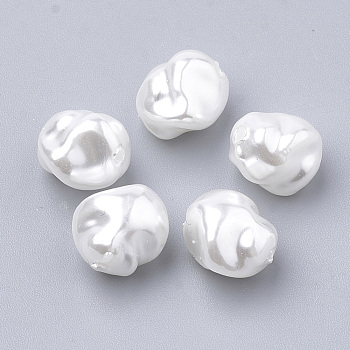 Eco-Friendly Plastic Imitation Pearl Beads, High Luster, Grade A, White, 10x10x8.5mm, Hole: 1.4mm