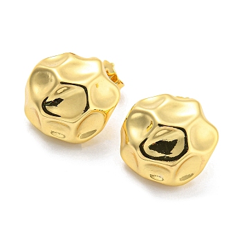 Half Round Stud Earrings, Brass Jewelry for Women, Cadmium Free & Lead Free, Real 18K Gold Plated, 20x19.5mm