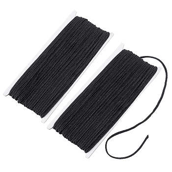 Polyester Cord, Soutache Braided Cord, for Clothing Accessories, Black, 3x1mm, about 32.81 Yards(30m)/Card