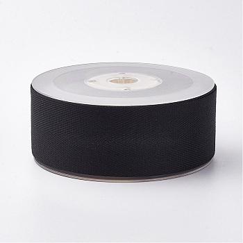 Polyester Grosgrain Ribbon, Black, 1-1/2 inch(38mm), about 50yards/roll(45.72m/roll)