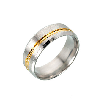 316L Surgical Stainless Steel Wide Band Finger Rings, Size 9, Golden & Stainless Steel Color, 19mm