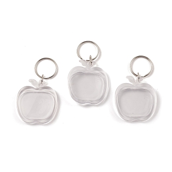 (Defective Closeout Sale: Scratch) Acrylic Keychain, with Iron Split Key Rings, Apple, Clear, 8cm