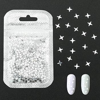 Shining Nail Art Glitter, Manicure Sequins, DIY Sparkly Paillette Tips Nail, Star, Silver, 4x4x0.2mm, about 2g/bag.