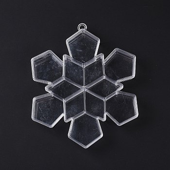 12 Grids Transparent Plastic Box, Snowflake Bead Containers for Small Jewelry and Beads, Clear, 18.8x15.3x2.5cm, Inner Diameter: 52.5x32mm and 50x45mm