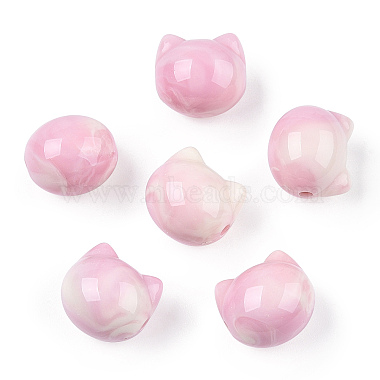 Pearl Pink Cat Shape Acrylic Beads