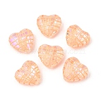 Transparent Glass Enamel Beads, Heart, PeachPuff, 19.5x21x8.5mm, Hole: 1.2mm(X1-GLAA-S388-01F)