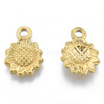 Ion Plating(IP) 304 Stainless Steel Pendants, Flower, Real 18K Gold Plated, 17.5x12.5x2.5mm, Hole: 2mm(STAS-N098-186LG)