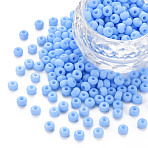 6/0 Glass Seed Beads, Macaron Color, Round Hole, Round, Royal Blue, 4~4.5x3mm, Hole: 1~1.2mm, about 4500pcs/bag, about 450g/bag.(SEED-T005-14-B20)