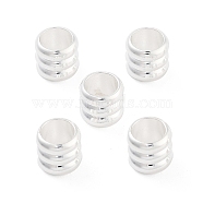 Brass European Beads, Large Hole Beads, Cadmium Free & Lead Free, Grooved Beads, Column, 925 Sterling Silver Plated, 6x5.5mm, Hole: 4mm(KK-M288-06S)