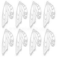 8Pcs Titanium Steel Pendants, Laser Cut, Butterfly Wings Charms, Stainless Steel Color, 48.5x20x1mm, Hole: 1.4mm(STAS-CN0001-57)