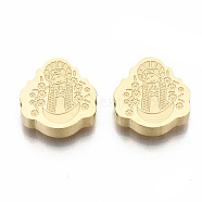 304 Stainless Steel Beads, Laser Cut, Girl, Golden, 14x13x3.5mm, Hole: 1.8mm(STAS-S080-003G)