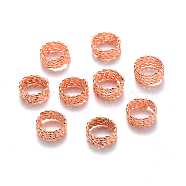 Iron Dreadlocks Beads Hair Decoration, Hair Coil Cuffs, Ring, 4 Loops, Rose Gold, 14x5mm, Hole: 11.5mm(IFIN-S696-110RG)