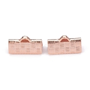 304 Stainless Steel Ribbon Crimp Ends, Rose Gold, 7x13x5mm, Hole: 1.4x0.5mm(X-STAS-P249-27A-RG)