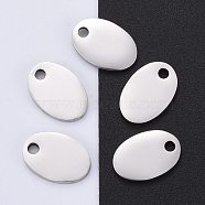 304 Stainless Steel Pendants, Manual Polishing, Stamping Blank Tag, Oval, Stainless Steel Color, 13x9x1.8mm, Hole: 1.3mm(STAS-I140-21B-S)