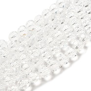 Transparent Glass Beads, Faceted(32 Facets), Round, Clear, 10mm, Hole: 1.8mm, about 66~68pcs/strand, 24.02~24.13 inch(61~61.3cm)(EGLA-A035-T10mm-D19)