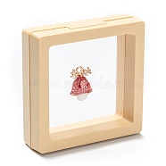 Square Transparent PE Thin Film Suspension Jewelry Display Box, for Ring Necklace Bracelet Earring Storage, Lemon Chiffon, 7x7x2cm(CON-D009-01B-01)