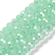 Baking Electroplate Glass Beads Strands, AB Color, Faceted, Round, Aquamarine, 6x5mm, Hole: 1mm, about 83~84pcs/strand, 16.14''(41~41.5cm)(DGLA-A039-J6MM-B07)