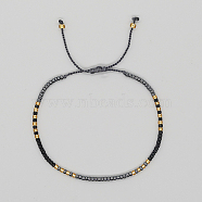 Glass Seed Braided Beaded Bracelets, Adjustable Bracelet, Gray, 11 inch(28cm)(XC9959-08)