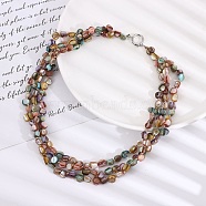 Bohemian Shell Chip 3 Layer Necklaces, with 304 Stainless Steel Clasps, Colorful, 21.26 inch(54cm)(NJEW-C072-02B)