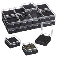 Plastic Badge Storage Gift Box, with Black EVA Sponge Inside, Square, 4.95x4.2x2.15cm(CON-WH0099-06A)