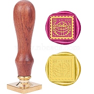 DIY Scrapbook, Brass Wax Seal Stamp and Wood Handle Sets, Leaf Pattern, 89mm, Stamps: 25x25x14.5mm(AJEW-WH0107-029)